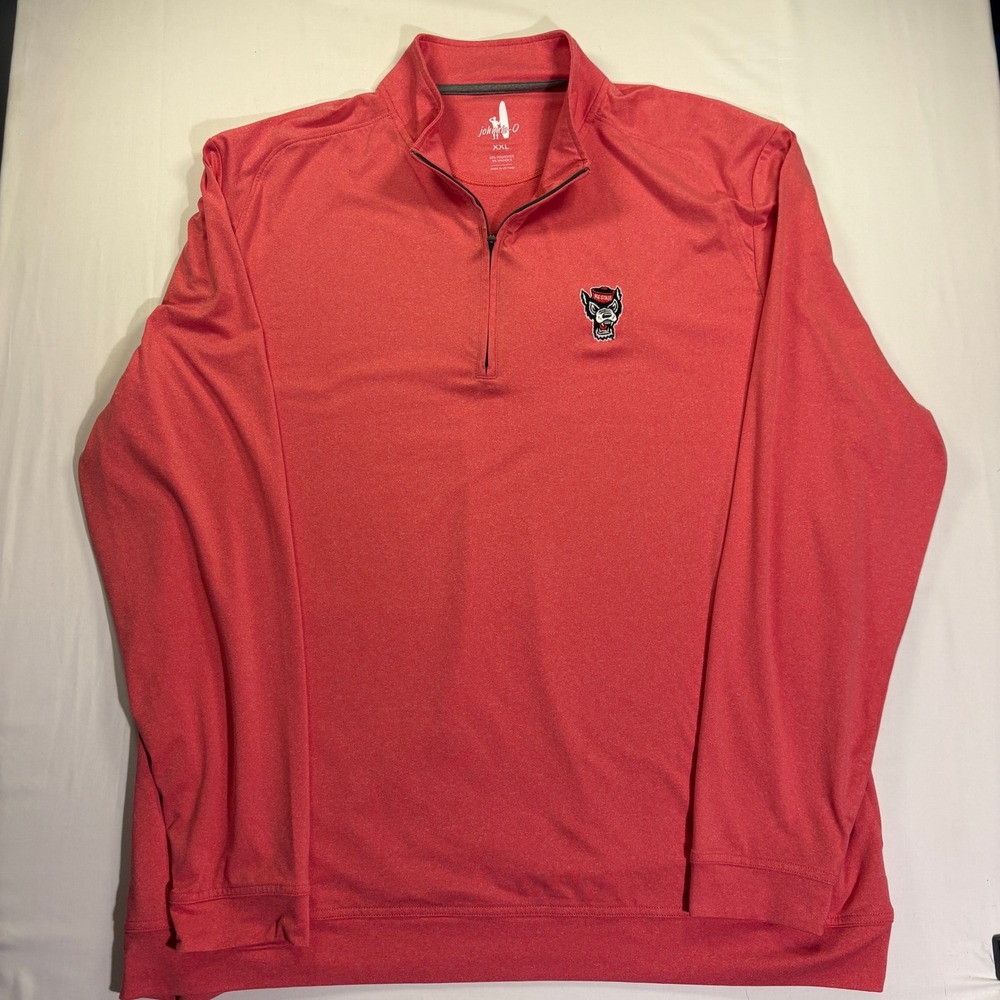 Johnnie-O NC State Wolfpack Quarter Zip Pullover Red Heather Mens XXL Tuffy Logo